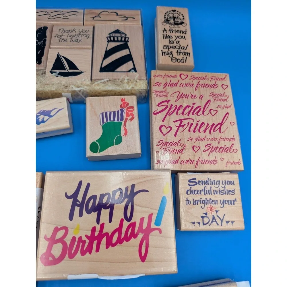 Wholesaler Reseller Crafter Enthusiast Wooden Rubber Stamp Lot Of 50+ Misc